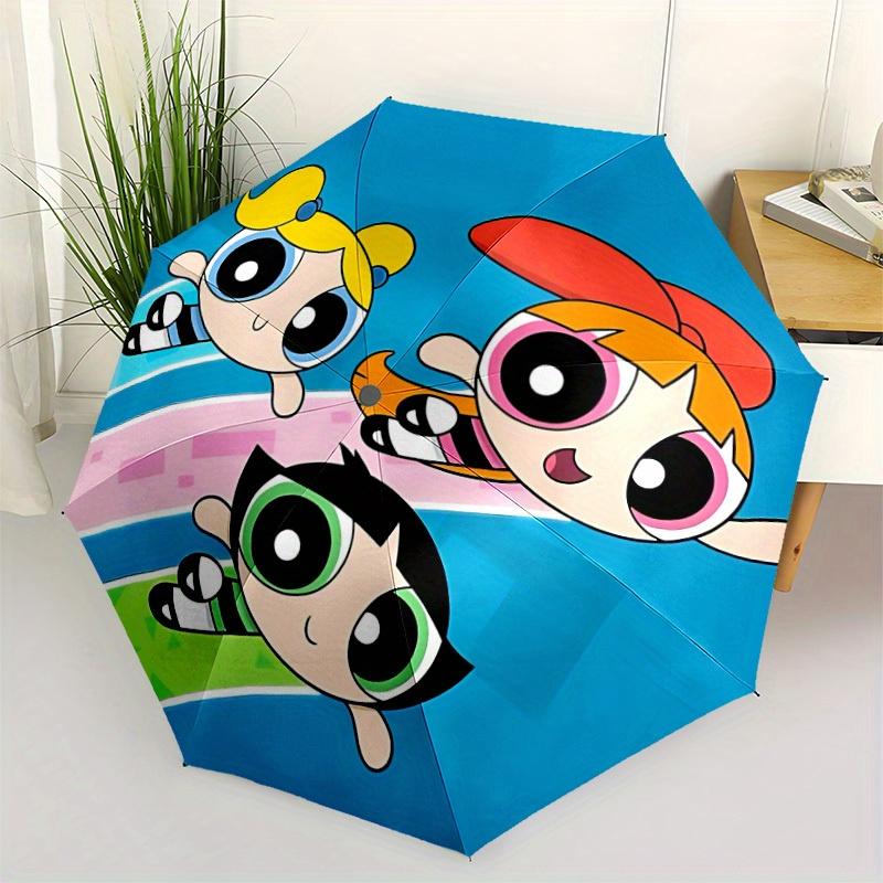 1pc Powerpuff Girls Automatic Umbrella 8-Bone Design Compact Gear for Outdoor Travel, Perfect Gift for Friends or Family yy280828174