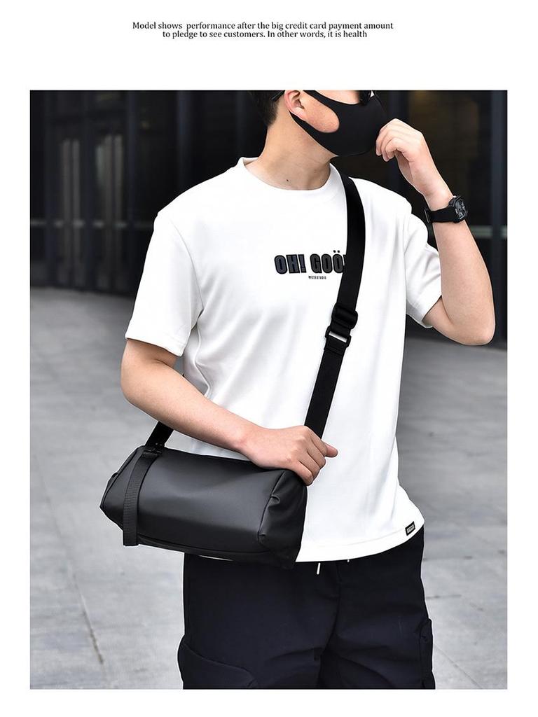 Trendy Korean-Style Retro Cylinder Crossbody Bag - Water-Resistant, Unisex Casual Shoulder Bag