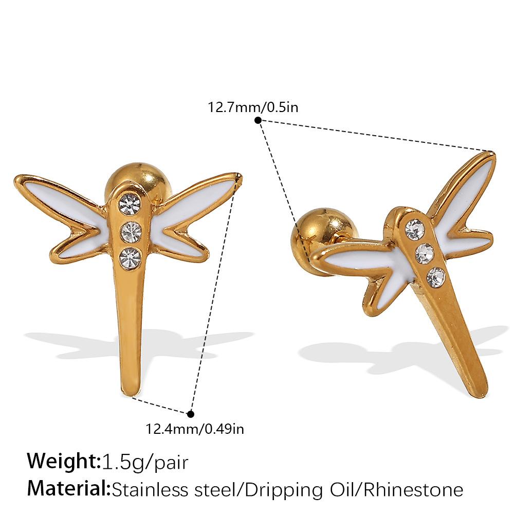 European and American diamond earrings, studs, exquisite butterfly earrings, 18K gold-plated stainless steel earrings jewelry.