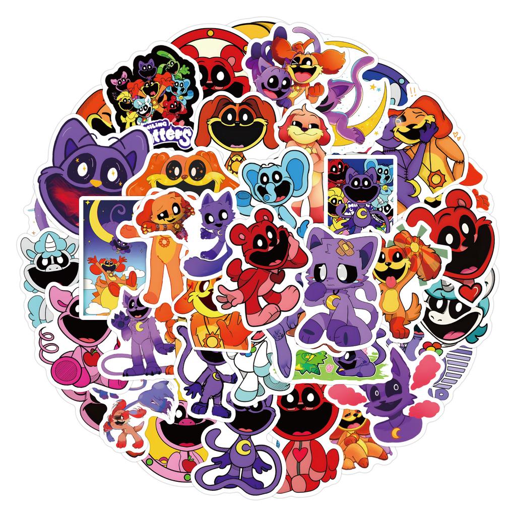 50 New Smilling Critters Graffiti Stickers Decorate Notebook Suitcase Stickers