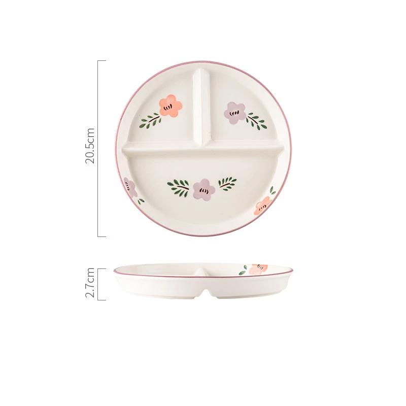 Ceramic Portion Control Diet Plate Divided Dessert Snack Serving Dish Platter for Balanced Meal Food Separator Appetizer Tray