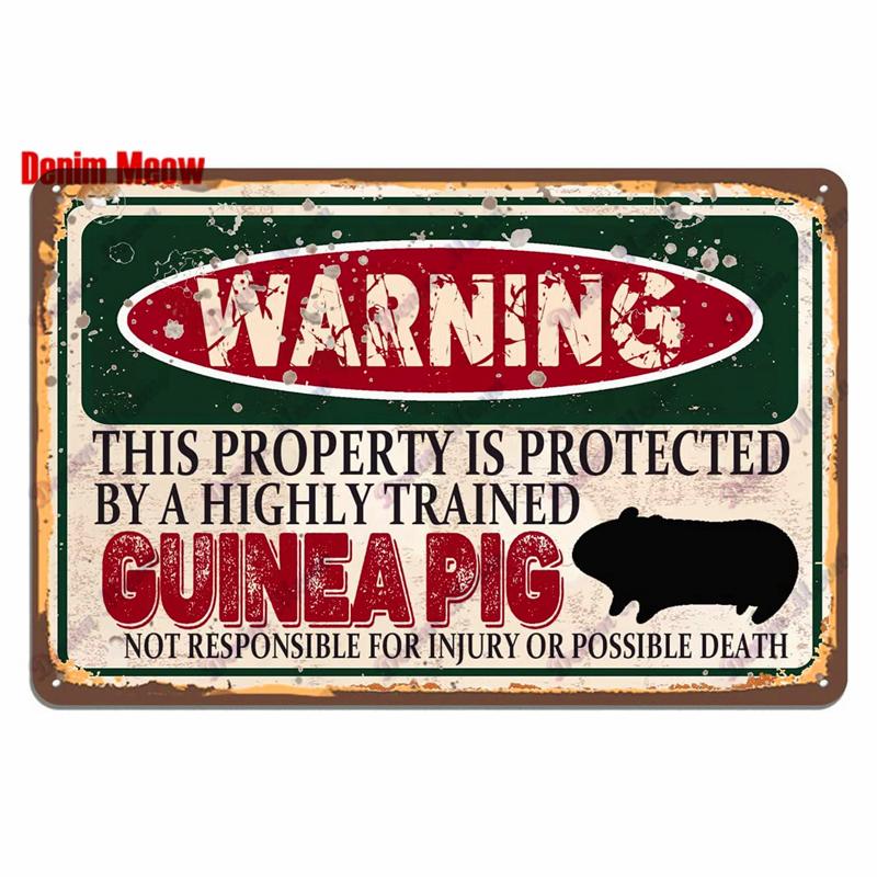 Vintage Warning Funny Animals Metal Sign Chicken Sheep Pig Octopus Wall Poster for Private Wall Painting Decor WY