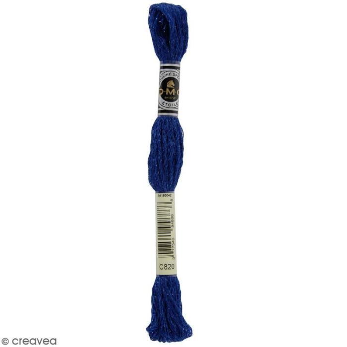 Fil à broder - DMC - Mouliné Etoile - 8 m - Couleur Bleu (C820) - 73% coton, 27% polyamide