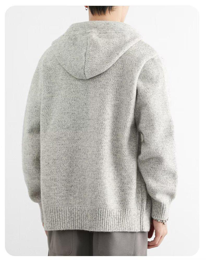 Men's Arctic Velvet Hooded Knit Cardigan Sweater - Trendy, Casual, Loose Fit