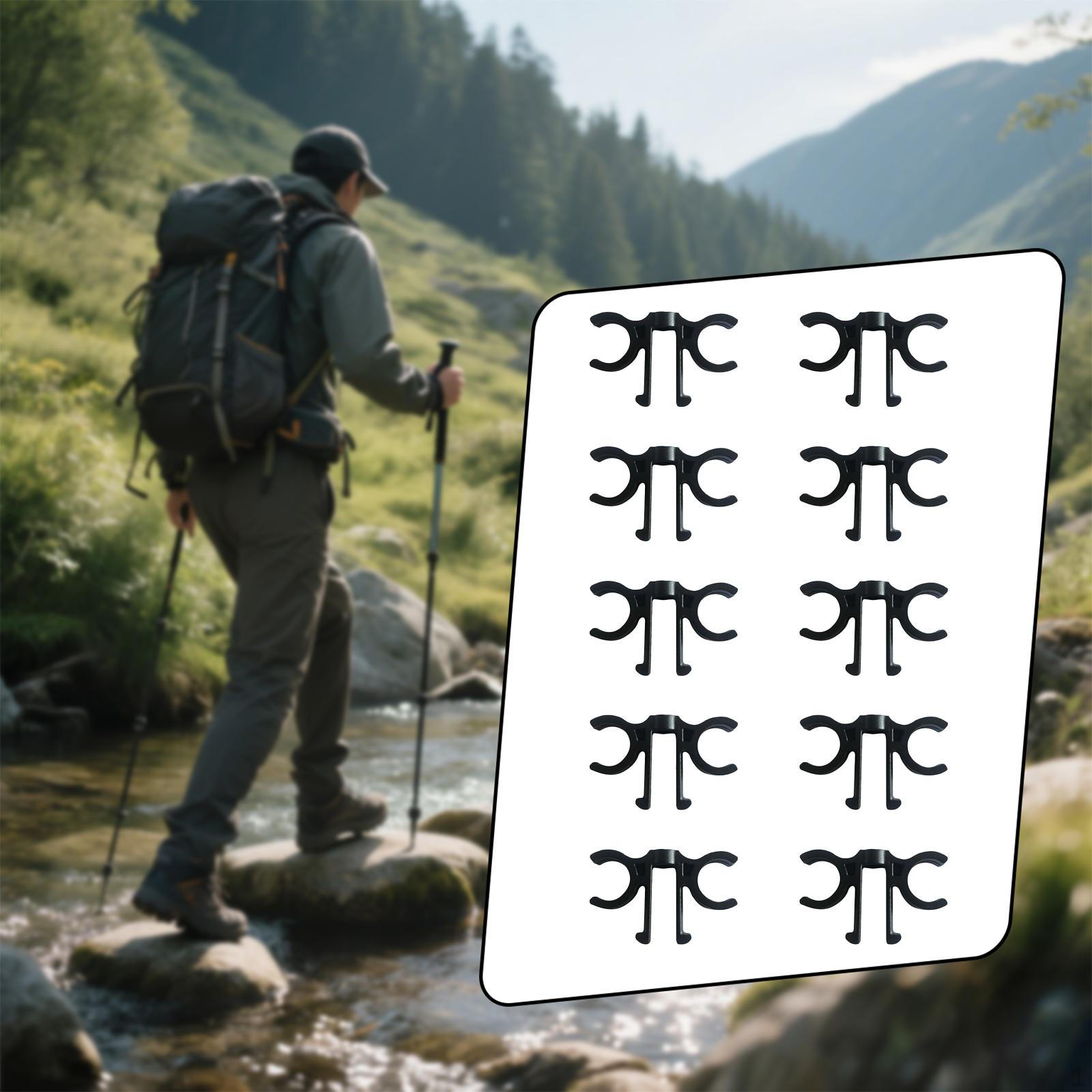 10 Pieces Trekking Poles Clips Hiking Pole Tips Portable Quick Release Sticks 8 Shape