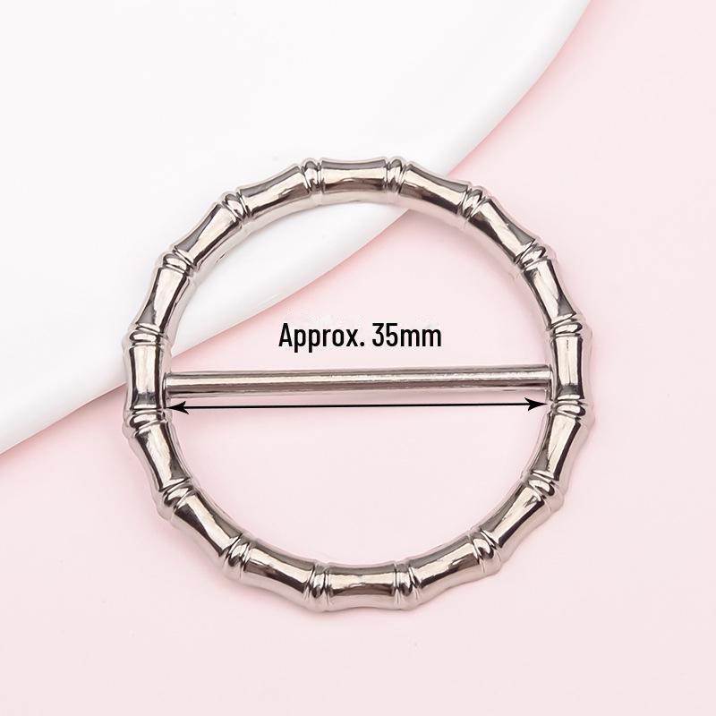 Premium Metal Buckle Summer Korean T-Shirt with Pearl Round Top Knot