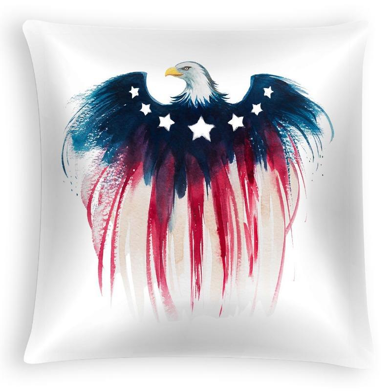 New American Independence Day Pillowcase, American Peach Skin Velvet Printed Cushion Cover, Sofa Pillow Cover