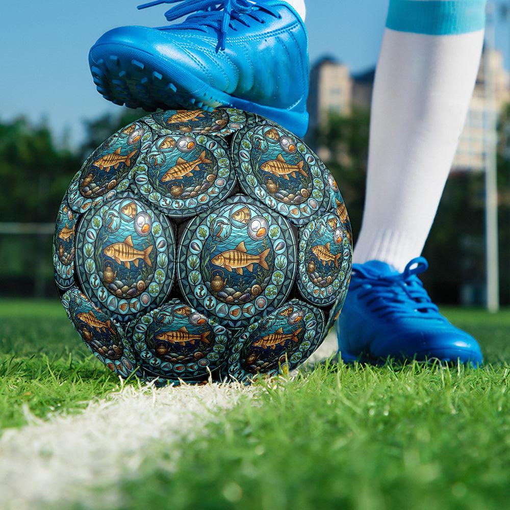 Marine Life Glass Round Football Size 5 Adult Ball Suitable for Training Matches and Outdoor Team.