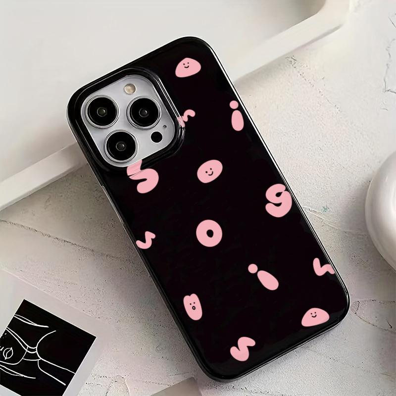 Simple Pink English Pattern Black Phone Case For iPhone 17 16E 16 15 Pro Max 14 13 12 11 Pro X XR XS 7 8 Plus Soft Back Cover