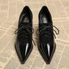 High Heels Shoes for Women Luxury Pointed Toe Dress Chunky Shoes Lace Up Sexy Pumps 2025 Autumn Elegant Chaussure Femme