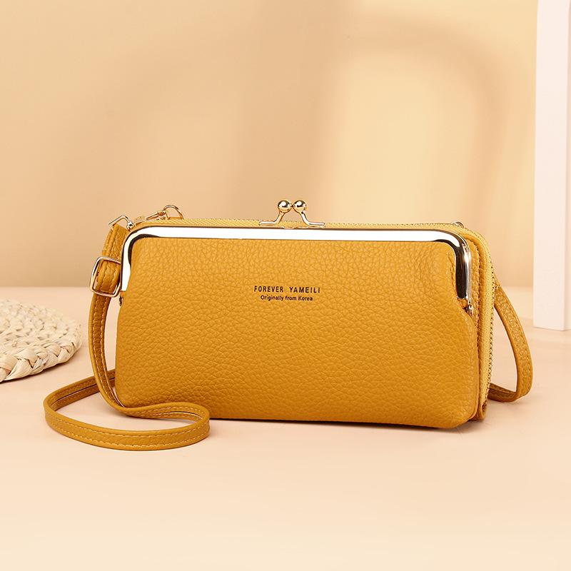 Multi-functional PU Leather Crossbody Bags Simple Lightweight Large Capacity Shoulder Bags Casual Small Mobile Phone Hand Bags