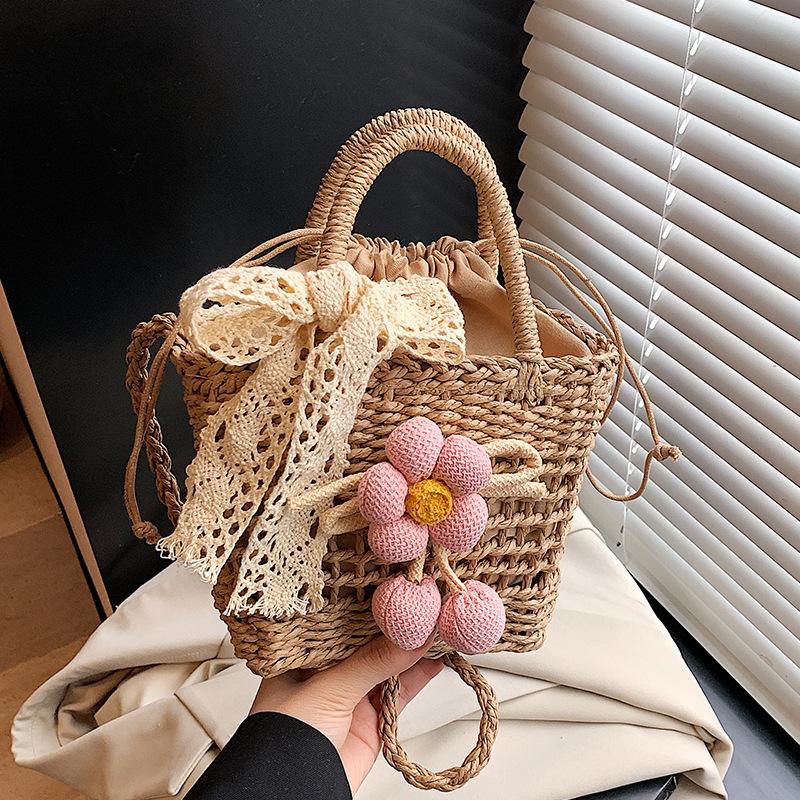 Handgjorda Vävda Väskor Semester vid Havet och Casual Handväskor Damers Textur Nisch Liten Grönsakskorg Crossbodyväskor Kvinnor