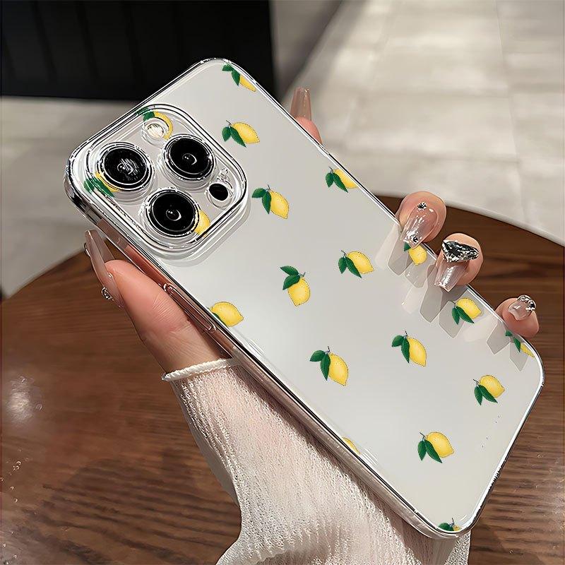 Transparent Lemon Pattern Phone Case Suitable for iPhone 17 16 15 14 13 12 11 Pro/Max/Plus Anti Drop and Shockproof Back Cover