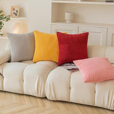Striped Corduroy Cushion Cover: Patchwork Pillowcase for Sofa, Living Room Decor, No Insert