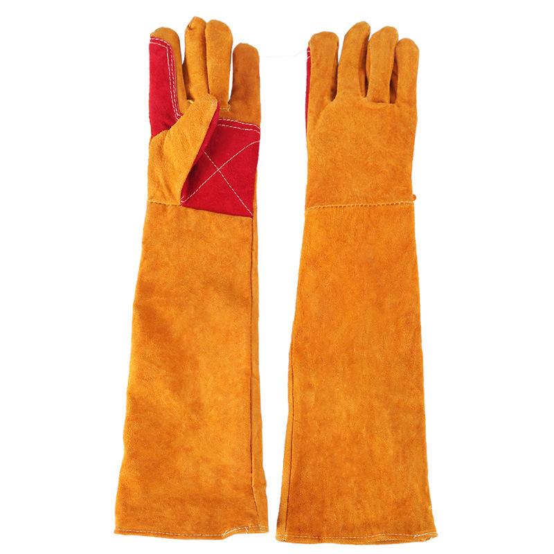 60cm przedłużone, odporne na ciepło, ognioodporne rękawice spawalnicze - dwuwarstwowe, odporne na zużycie, chroniące przed wysoką temperaturą