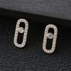 RAKOL Exquisite Oval Dangle Pendant Earrings for Women Fashion Paper Clip Cubic Zirconia Earring Jewelry Girls Party Gifts