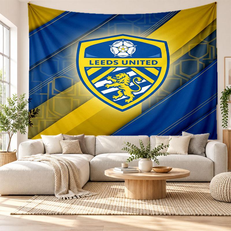Arazzo da Parete Leeds United, Appeso a Parete in Tessuto Morbido, Sfondo Decorativo per Camera da Letto, Arte da Parete per la Casa