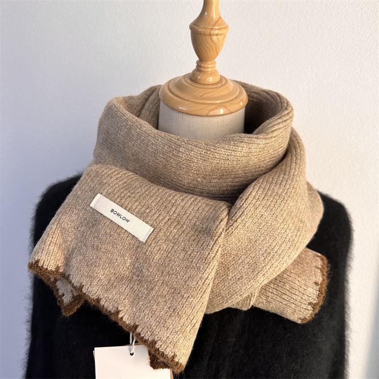 Warm Winter Classic Elegant Versatile Solid Color Beige Thickened Scarf Warm Cold-proof Neck Warmer Shawl