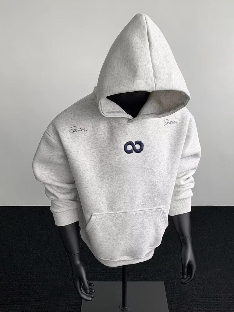 Heavyweight Embroidered Unisex Hoodie - Trendy American Casual High Street Sweatshirt for Autumn/Winter, Plus Velvet, Perfect for Couples
