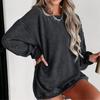 Fall and Winter New Arrival Student Crew Neck Loose Pullover Pure Color Drop-Shoulder Long-Sleeve Casual Mid Length Long Length Sweatshirt Outwear
