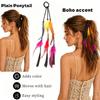 2pcs Rubber Band Headband Bohemian Feather Hair Extensions Handmade Twist Braid Ponytail  Daily Use