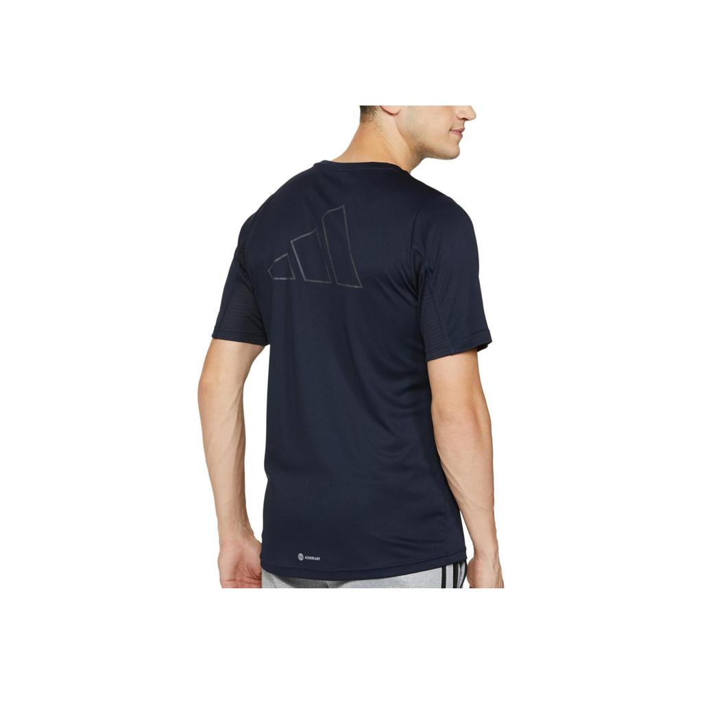 Adidas Solid Logo Short Sleeve T-Shirt Men Tops Navy-Blue HC0408