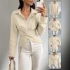 Spring and Autumn New Long Sleeve Shirt Lapel Strap Slim Temperament Commuter Cardigan Top