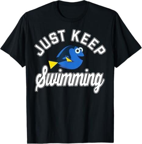 Finding Dory Just Keep Swimming Black TShirt S