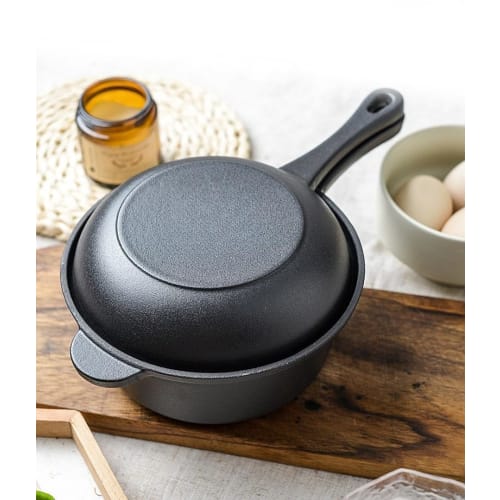 Nanyer Dual-Purpose Pot, Single-Handed Pot, Handmade Iron Pot, Rock Ironware, High Heat Efficiency, Mini Cast Iron Pot, Durable Milk Pan, Non-Silicone