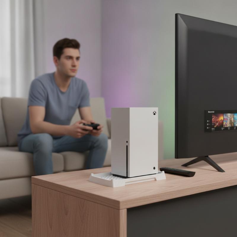 XSS Vertical Game Console Stand with Built-in Cooling Vents Easy Assemble Holder Station for Small Apartment Gaming