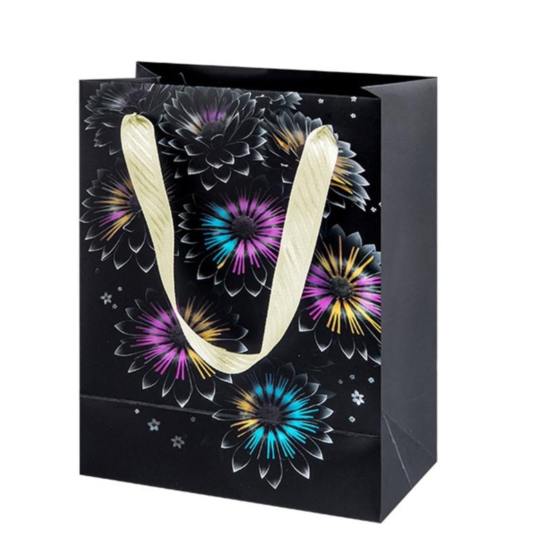 10 Pieces Multicolors Paper Bags Stylish Holiday Present Storage Pouches Handmade Assorted Color Gift Bag with Handles