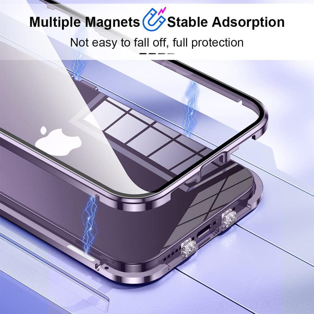 Applicable To IPhone17Promax Mobile Phone Case Apple 16 Double-sided Glass Buckle Magneto 14 Metal Magnetic Case