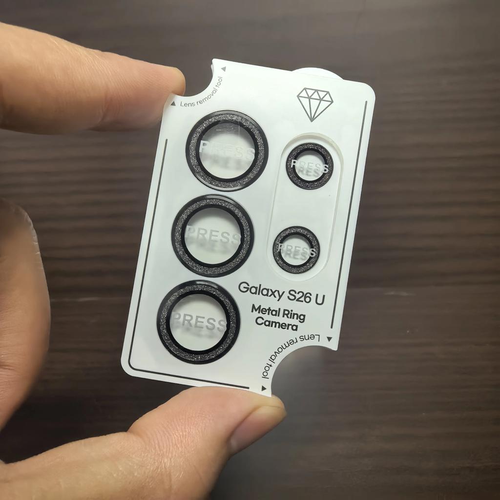 Glitter Bling Rear Camera Protection Flim For Samsung S26 Ultra Plus Edge S25 S24 S23 HD Lens Metal Ring Tempered Glass Film Cap