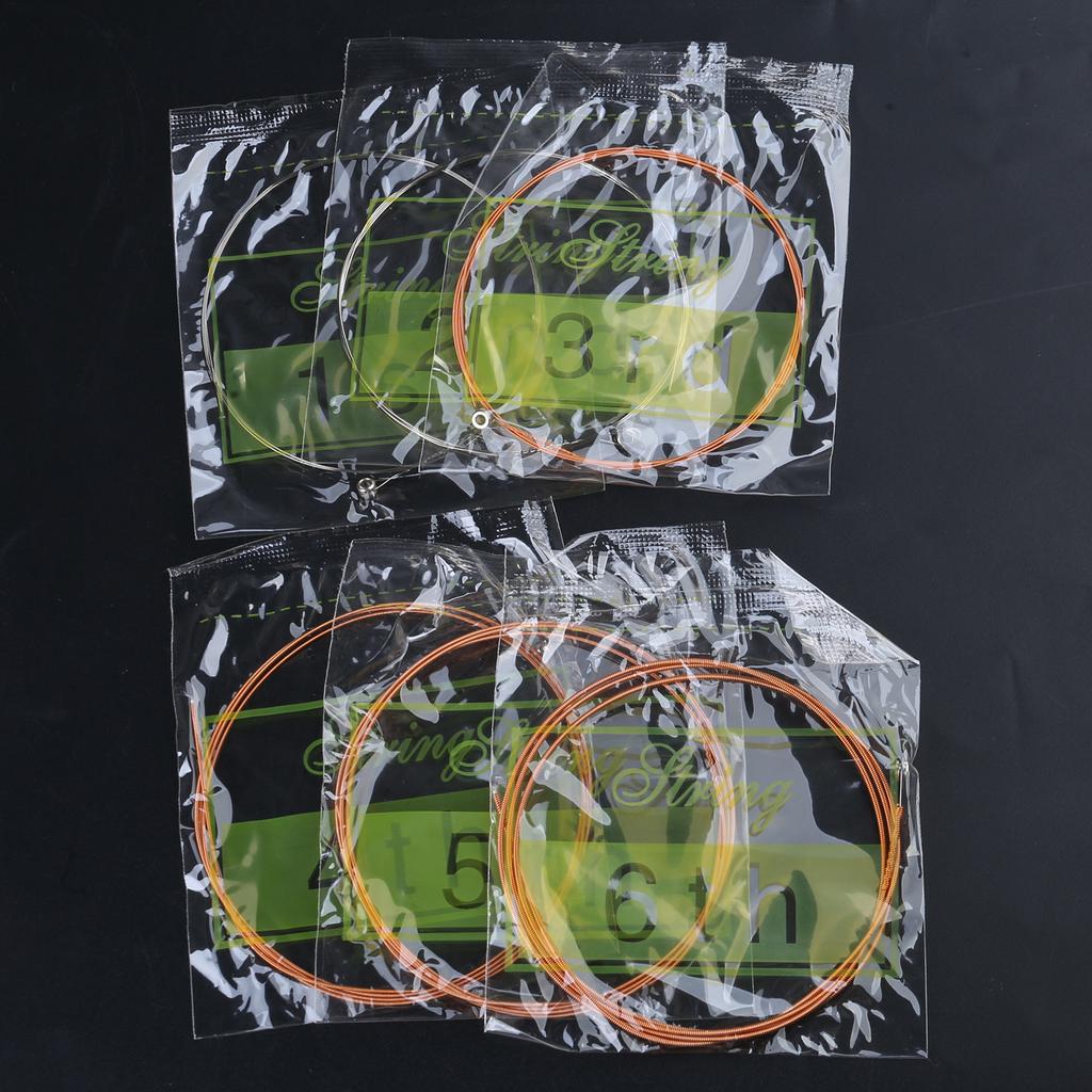 6 Pcs Folk Guitar Stainless Steel Wire Strings Classical Strings Replacement 6-String Guitar Strings Perfect Intonation