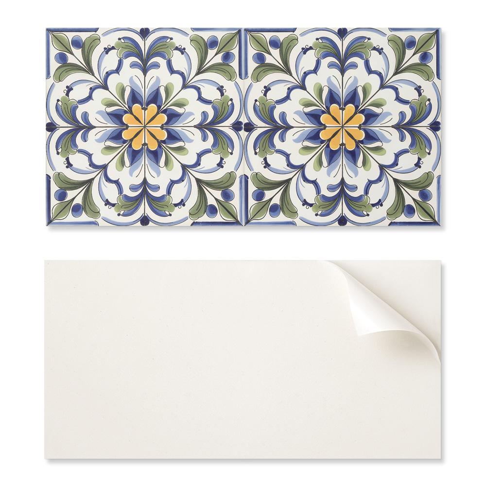Naklejany Panel Dekoracyjny Do Szybkiej Odmiany Ściany 100X50 Cm Kwiatowy Wzór Ceramiczny