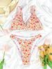 Small Floral Print Backless Sexy Two Piece Swimsuit Elegant For Vacation