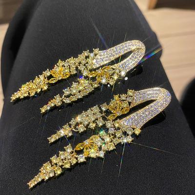 Women's Matching Dress Jewelry Auspicious Meaning Wheat Earrings Colorful Cubic Zirconia Tassel Temperament Dangle Earrings