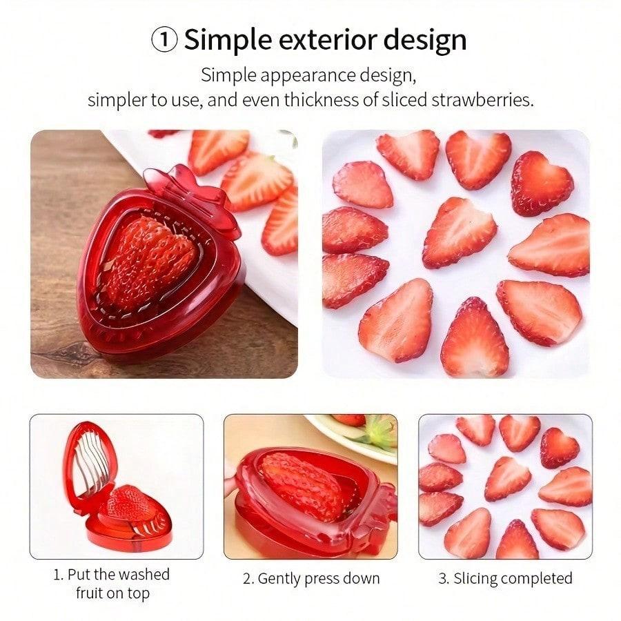 Stainless Steel Manual Strawberry Slicer - Ergonomically designed fruit cutter Suitable for strawberries Cherry Apple | No Electricity