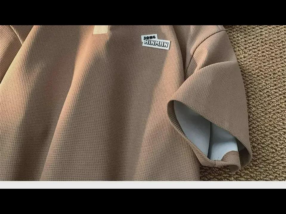 Men's Retro Waffle Polo: Short Sleeve Lapel Shirt for Summer Couples