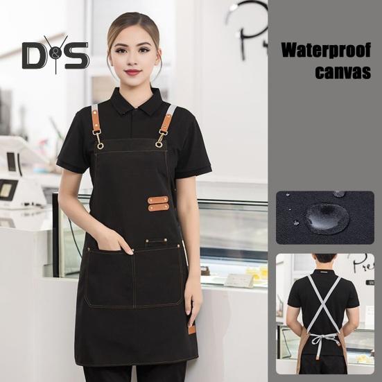 Waterproof Kitchen Apron with Pockets for Men Women Cleaning Pinafore Waist Tie Shop Work Uniform BBQ Gift