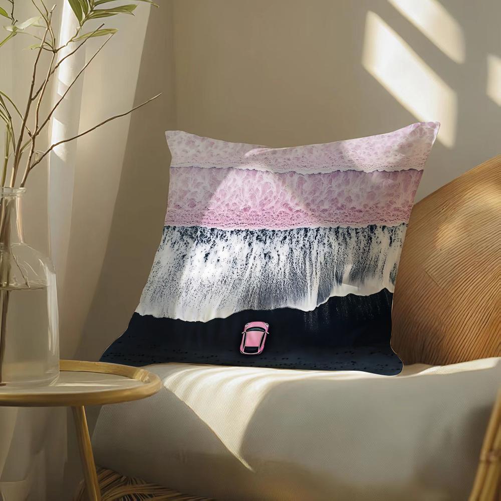 Creative bblack and pinks Pillow Case Silky elegant Comfort Sofa Bed Invisible zipper