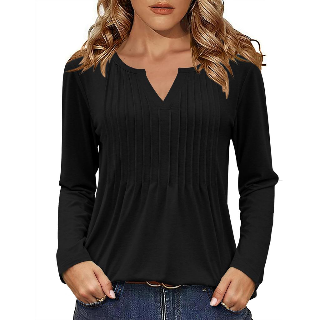 Women's Fashion Casual Long Sleeve Solid Color T-Shirt Top