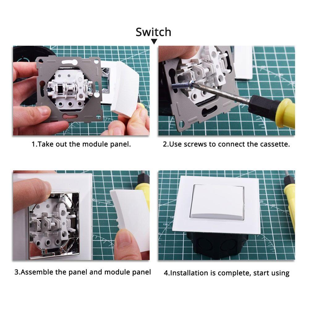 1Pcs Dual USB Fast Charge Panel Wall Switch Wall Power Socket Switch  for EU Standard Wall Mount DIY
