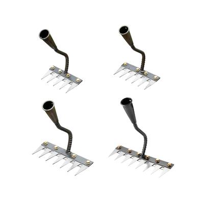 Garden Rake Ergonomic Handle Rust Resistant Steel Gardening Hand Weeder Tool for Gardening Backyard Yard Mulching Planting