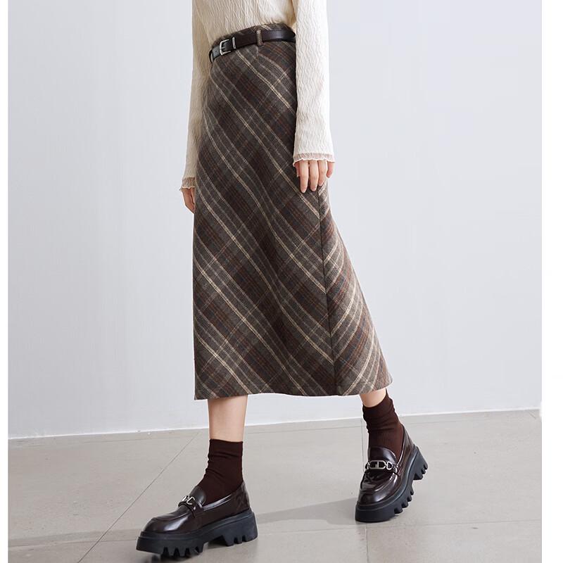 Betu Women's Vintage Plaid Straight Skirt