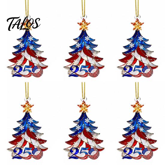 USA Patriotic Party Gift 250 Anniversary Christmas Ornament, America Years Tree Double Sided Printed Keepsake Decoration, 1776-2026 2D Acrylic Hanging