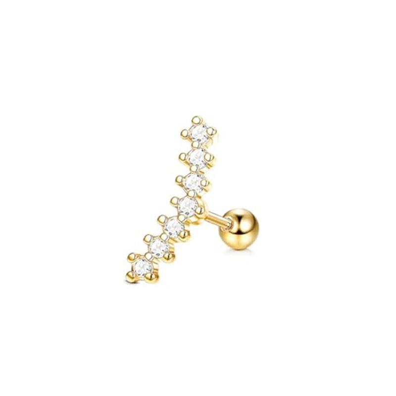 14K Gold Plated 16G Stainless Steel Ear Cartilage Studs - European & American Style Copper Earrings