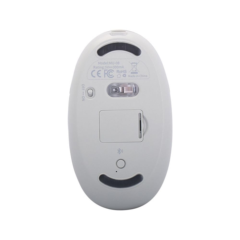 MU-08 Transparent Mouse, Quiet, USB Wireless, Bluetooth, Crystal Clear, 7-Color Backlight, Compact, Lightweight, Rechargeable, Dual-Device