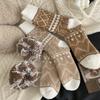 5pairs Women's Warm Winter Socks - British Style Rhombus Pattern Mid-Calf Cold-Proof Socks, Multiple Colors Available, Soft and Comfortable Fabric