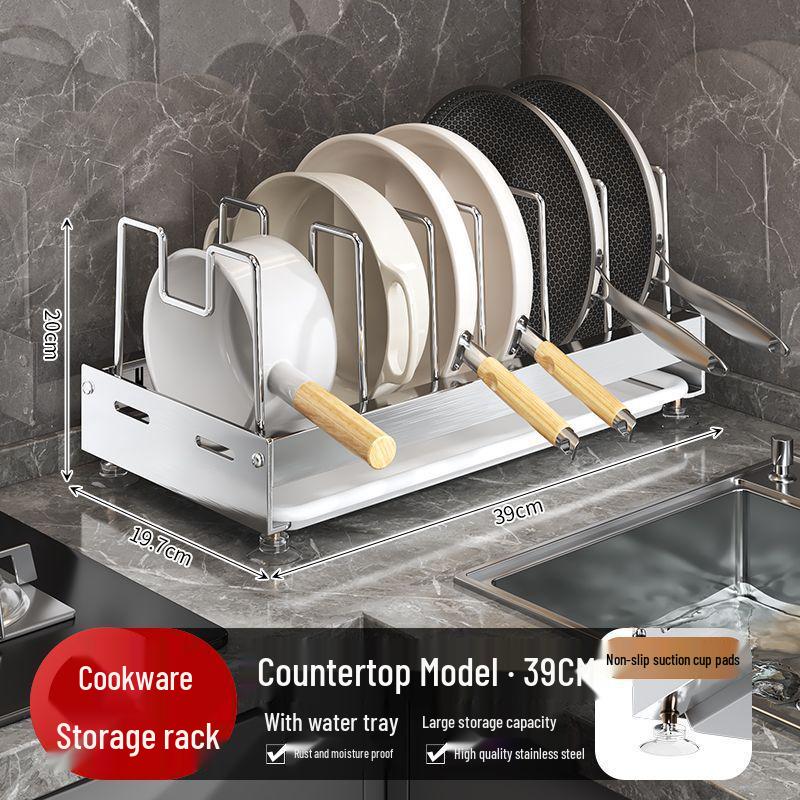 Extendable Stainless Steel Cookware Storage Rack for Kitchen Shelves and Under Sink Cabinets